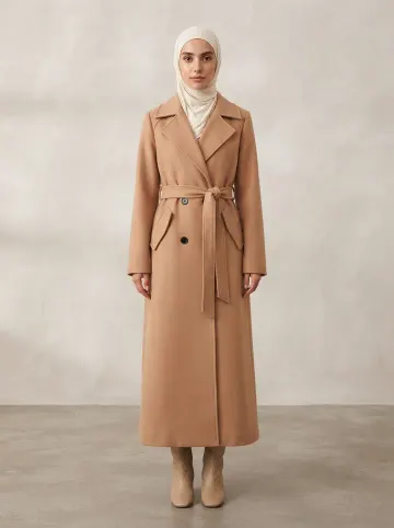 The same coat on an AI model